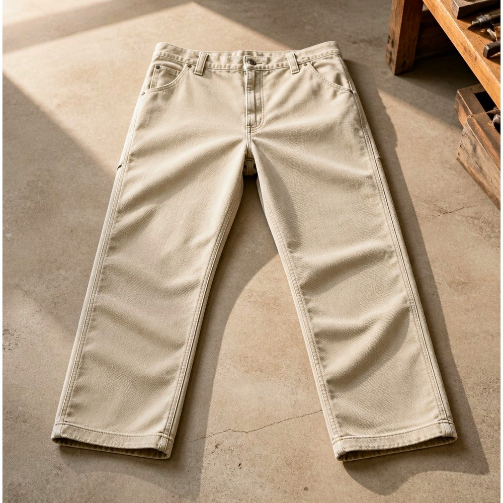 Carhartt Rugged Flex Beige Canvas Workwear Pants Men's 38 Relaxed Straight Leg